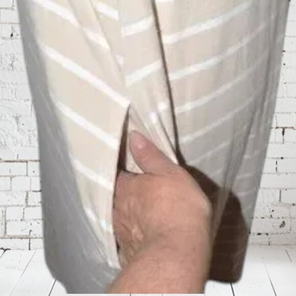 Time and True Striped Tank Dress with Pockets SZ M 8-10 Beige & White - Picture 5 of 5